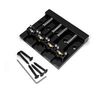 SAPHUE Vintage 4 String Bass Bridge 82x68.3MM String Bottom Through with Brass Saddle String Spacing 18.6MM Bass Fixed Bridge for 5-bolt Fender (black, 18.6mm)