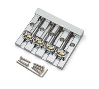 SAPHUE Vintage 4 String Bass Bridge 82x68.3MM String Bottom Through with Brass Saddle String Spacing 18.6MM Bass Fixed Bridge for 5-bolt Fender (Chrome, 18.6mm)