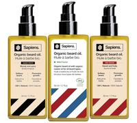 Sapiens Beard Oil Men's Special Edition - Organic Beard Care Oil Cosmos Organic Certified with Castor Oil - Beard Oil Growth Moisturises Beard Conditioner - Beard Oil for Men (50 ml x3)