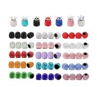 SAPIIKEF Crystal Valve Caps, 4Pack Handmade universal Crown Crystal Rhinestone Tire Caps, Attractive Dustproof Accessorie for Car(C01405-Silver)