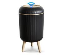 sapisecret Smart Bin with Sensor, White, 10 L, for Kitchen and Bathroom, Small Odour-Proof Trash Can Automatic, Ideal as a Bathroom Bin, with Lid (Black)