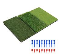 SAPLIZE 76 x 38 cm Foldable 3-in-1 Golf Strike Mat, Tight Lie, Rough and Fairway for Driving, Chipping, Putting Training, Portable Golf Practice Tri-Turf Grass Mat