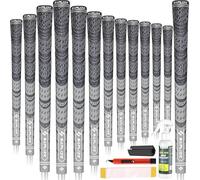 SAPLIZE Golf Grips 13 Piece with Complete Regripping Kit, Midsize, Cord Rubber, Hybrid Golf Club Grips, Grey