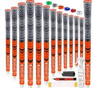 SAPLIZE Golf Grips 13 Piece with Complete Regripping Kit, Standard Size, Cord Rubber, Hybrid Golf Club Grips, Fluorescent Orange