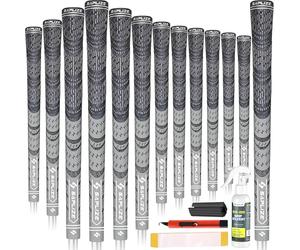 SAPLIZE Golf Grips 13 Piece with Complete Regripping Kit, Standard Size, Cord Rubber, Hybrid Golf Club Grips, Gray