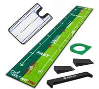 SAPLIZE Two-Speed Golf Putting Practice Mat with Putting Alignment Mirror, 20 in X 10 ft Putting Training Aid Mat, Anti-Slip Backing Golf Putting Green for Indoor/Outdoor