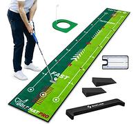 SAPLIZE Two-Speed Golf Putting Practice Mat with Putting Alignment Mirror and Putting Cup, 20 in X 10 ft Putting Training Aid Mat, Anti-Slip Backing Golf Putting Green for Indoor/Outdoor