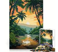 Sapo National Park, Liberia Illustration 1000 Piece Jigsaw Puzzles for Teenagers Jigsaw Logical Skill Casual Enjoyment Precise Join Thoughtful Gift (38x26cm)