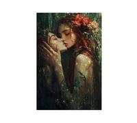 Sapphic Kiss Art Print - The Lake, Moody Victorian Lesbian Wall Art-1
