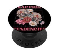 Sapphic Tendencies Femme Lesbian Subtle WLW Sugar Skull LGBT PopSockets Adhesive PopGrip