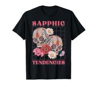 Sapphic Tendencies Femme Lesbian Subtle WLW Sugar Skull LGBT T-Shirt