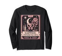 Sapphic Tendencies Femme Lesbian WLW LGBTQ Pride Tarot Retro Long Sleeve T-Shirt