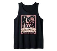 Sapphic Tendencies Femme Lesbian WLW LGBTQ Pride Tarot Retro Tank Top