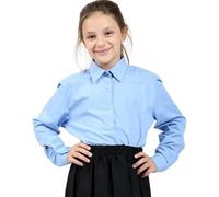 Sapphire 4 Kids Girls School Uniform Shirt Long Sleeve, Easy Care & Durable, Sky-Blue - Ages 2-16 Years (as8, Age, 7_Years, 8_Years, Regular, 7-8 Years)