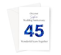 Sapphire 45th Wedding Anniversary Card for Husband and Wife, Couple, Spouse (On Your Sapphire Wedding Anniversary, 45 Wonderful Years Together Card)