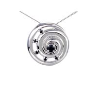 Sapphire Ammonite Pendant Necklace Ojewellery Silver 22 inches