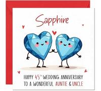 Sapphire Anniversary Card for Auntie & Uncle - 45th Wedding Anniversary Cards for Aunt Uncle Cute Anniversaries Greeting Cards