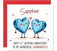 Sapphire Anniversary Card for Grandparents - 45th Wedding Anniversary Cards for Granddad Nanny Nan Cute Anniversaries Greeting Cards