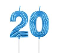 Sapphire Birthday Candle,Sapphire Blue 20th Birthday Candle,Deep Blue Number 20 Candles for Cake,Women Men 20th Birthday Decorations,3D Blue Candle Cake Topper Supplies for Birthday Party Weddings