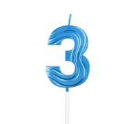 Sapphire Birthday Candle,Sapphire Blue 3rd Birthday Candle,Deep Blue Number 3 Candles for Cake,Girls Boys 3rd Birthday Decorations,3D Blue Candle Cake Topper Supplies for Birthday Party Anniversary