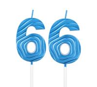 Sapphire Birthday Candle,Sapphire Blue 66th Birthday Candle,Deep Blue Number 66 Candles for Cake,Women Men 66th Birthday Decorations,3D Blue Candle Cake Topper Supplies for Birthday Party Weddings