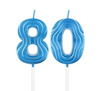 Sapphire Birthday Candle,Sapphire Blue 80th Birthday Candle,Deep Blue Number 80 Candles for Cake,Women Men 80th Birthday Decorations,3D Blue Candle Cake Topper Supplies for Birthday Party Weddings