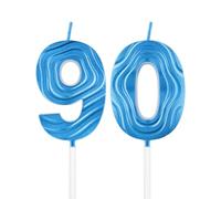 Sapphire Birthday Candle,Sapphire Blue 90th Birthday Candle,Deep Blue Number 90 Candles for Cake,Women Men 90th Birthday Decorations,3D Blue Candle Cake Topper Supplies for Birthday Party Weddings