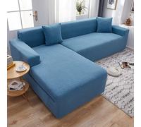 Sapphire Blue Sofa Cover for 3 Seater Corner S All Inclusive Elastic Protector Thickened Modern Chaise Longue Slipcover Living Room Fur Cover (190x230cm)