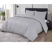 Sapphire Collection 100% Egyptian Cotton 200 Thread Count Duvet Cover With Pillow Case Bedding Set (Silver, Super King)
