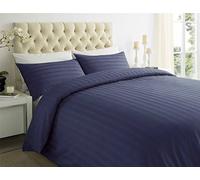 Sapphire Collection 100% Stripe TC400 Egyptian Cotton Duvet Quilt Cover Pillow Cases (King, Navy Blue)