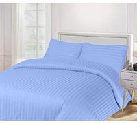 Sapphire Collection 100% Stripe TC400 Egyptian Cotton Duvet Quilt Cover Pillow Cases (Super King, Blue)