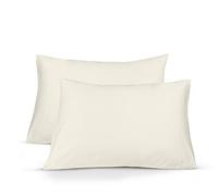 Sapphire Collection 2 x Luxury Pair of Housewife Pillow Cases Non Iron Percale Bedroom Bedding Pillow Cover (Cream)