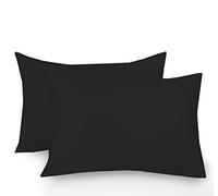 Sapphire Collection 2 x Luxury Pair of Housewife Pillow Cases Non Iron Percale Bedroom Bedding Pillow Cover (Black)