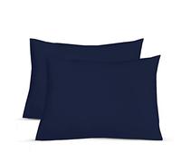 Sapphire Collection 2 x Luxury Pair of Housewife Pillow Cases Non Iron Percale Bedroom Bedding Pillow Cover (Navy)