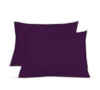 Sapphire Collection 2 x Luxury Pair of Housewife Pillow Cases Non Iron Percale Bedroom Bedding Pillow Cover (Plum)