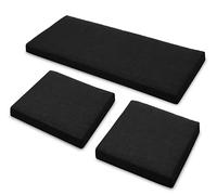 Sapphire Collection 3 Pieces Replacement Cushions Set for Rattan Chairs Sofa Patio Garden Outdoor Furniture - Water Resistant, Lightweight, and Durable - Multiple Colors Available (Black)