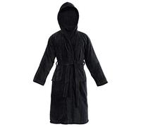 Sapphire Collection Kids 100% Cotton Bathrobe Hooded Terry Towelling Shawl Collar Bath Robe Bath Robe Dressing Gown 7 Colours Age 8-14 (Age 10-12, Black)