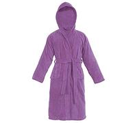 Sapphire Collection Kids 100% Cotton Bathrobe Hooded Terry Towelling Shawl Collar Bath Robe Bath Robe Dressing Gown 7 Colours Age 8-14 (Age 8-10, Purple)