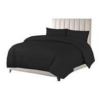 Sapphire Collection Luxury 100% Egyptian Cotton Duvet Quilt Cover & Pillowcase Bedding Set (Black, Single)