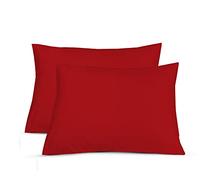 Sapphire Collection Luxury Percale Non Iron Red Pair Of Pillowcases