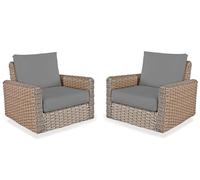 Sapphire Collection Outdoor Garden Rattan seat cushions Water Resistant Pad for Keter Allibert California Furniture Patio Chair Cushion Only Padding (4 Pc Gray 2 Seater)