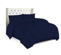 Sapphire Collection Plain Duvet Cover With Pillow Case Non Iron Percale Quilt Cover Bedding Bedroom Set (Single, Navy Blue)
