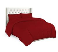 Sapphire Collection Plain Duvet Cover With Pillow Cases Non Iron Percale Quilt Cover Bedding Bedroom Set (Super King, Red)