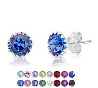 Sapphire Earrings for Women - Blue Earrings - 925 Sterling Silver Stud Earrings with Blue Crystal Light from Swarovski Elements 6 mm - Blue Stud Earrings - Blue Stone Earrings - Ladies Earrings