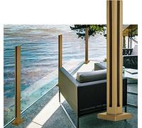 Sapphire Gold Glass Railing Post - 304 Stainless Steel Square Balustrade for Deck, Pool, Balcony & Garden - Adjustable Height 60-150cm, 65cm Tall Option