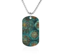 Sapphire & Jade Mandalas Trendy Dog Tag Necklace Memorial Pendant