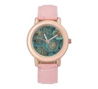 Sapphire & Jade Mandalas Women's Easy Read Watches Flexible Three Hand Round Case Quartz Watch for Small Wrists