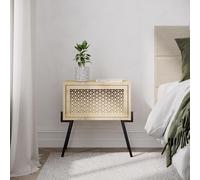 Decortie Naive Modern Bedside Table Bedroom Furniture With Storage Oak 48Cm