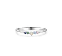 Sapphire Promise Rings for Her, Delicate Solid White Gold 14 Karat Wedding Engagement Bands with Sapphire Real Gold Anniversary Ring for Women Size U 1/2