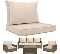 SAPPHIRE Replacement Cushions for Keter Allibert California Garden Furniture Set - Outdoor Patio Seat & Back Cushions, Water Resistant Foam Filled Rattan Patio Set Sofa Cushion Pads 4 Seater 8PC Beige